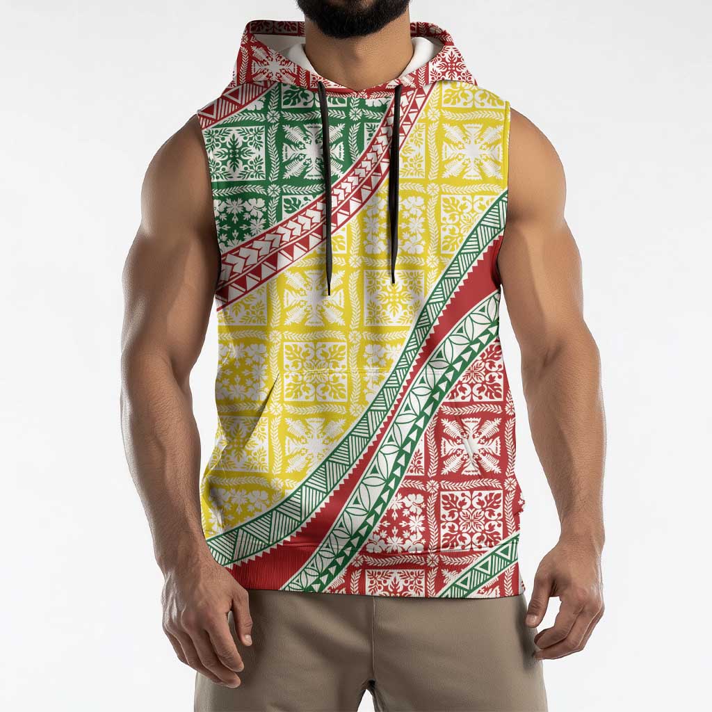 Hawaiian Quilt Pattern Sleeveless Hoodie Special Color Mixed - Polynesian Pride
