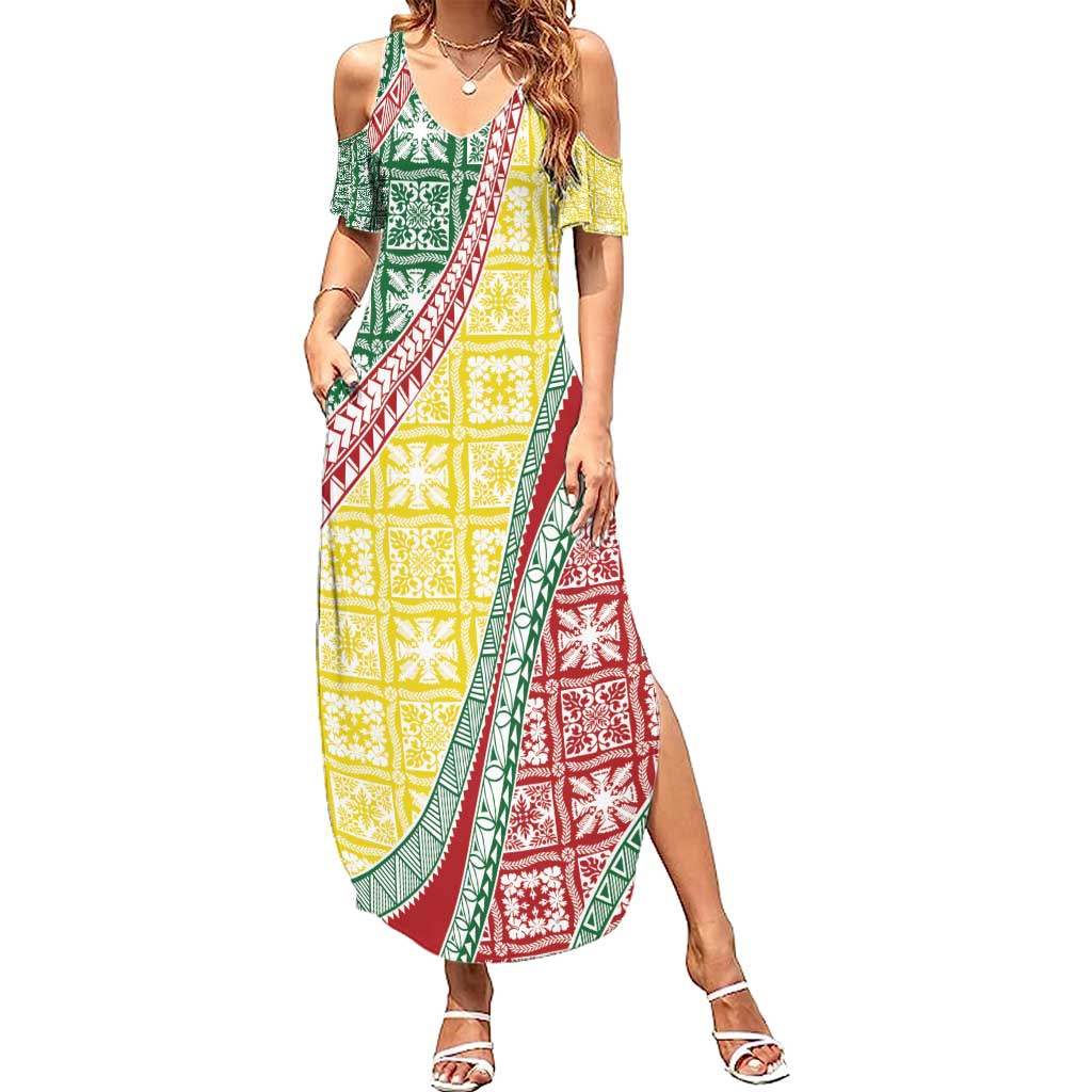 Hawaiian Quilt Pattern Summer Maxi Dress Special Color Mixed - Polynesian Pride