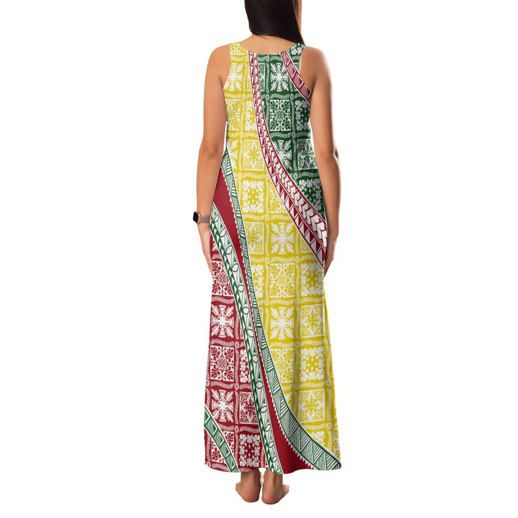 Hawaiian Quilt Pattern Tank Maxi Dress Special Color Mixed - Polynesian Pride