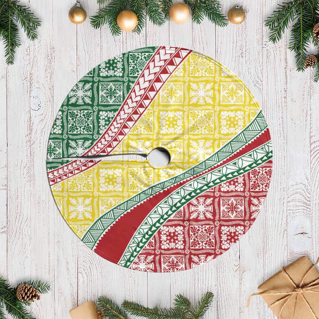 Hawaiian Quilt Pattern Tree Skirt Special Color Mixed - Polynesian Pride