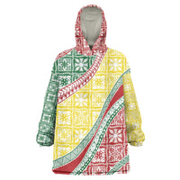 Hawaiian Quilt Pattern Wearable Blanket Hoodie Special Color Mixed - Polynesian Pride