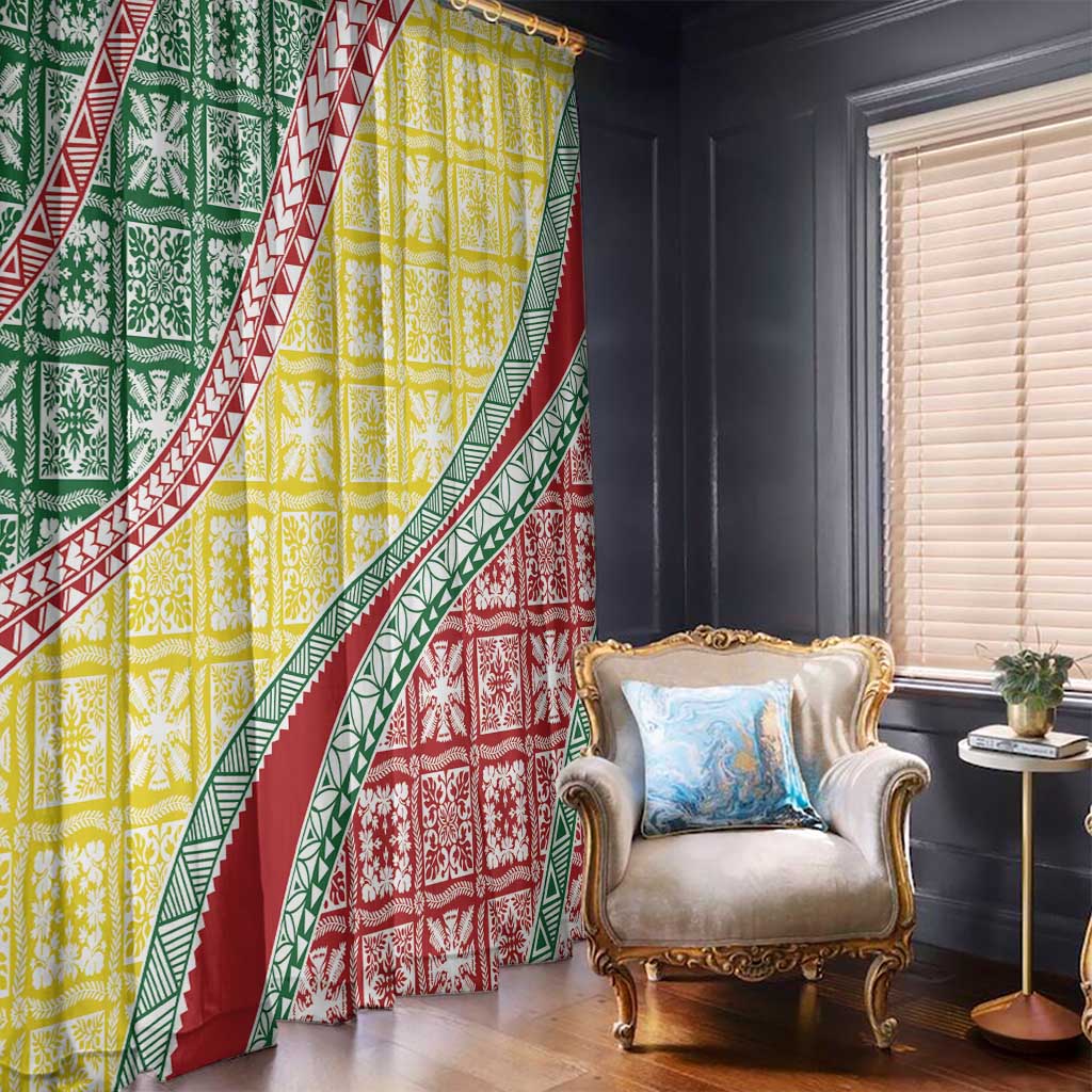 Hawaiian Quilt Pattern Window Curtain Special Color Mixed - Polynesian Pride