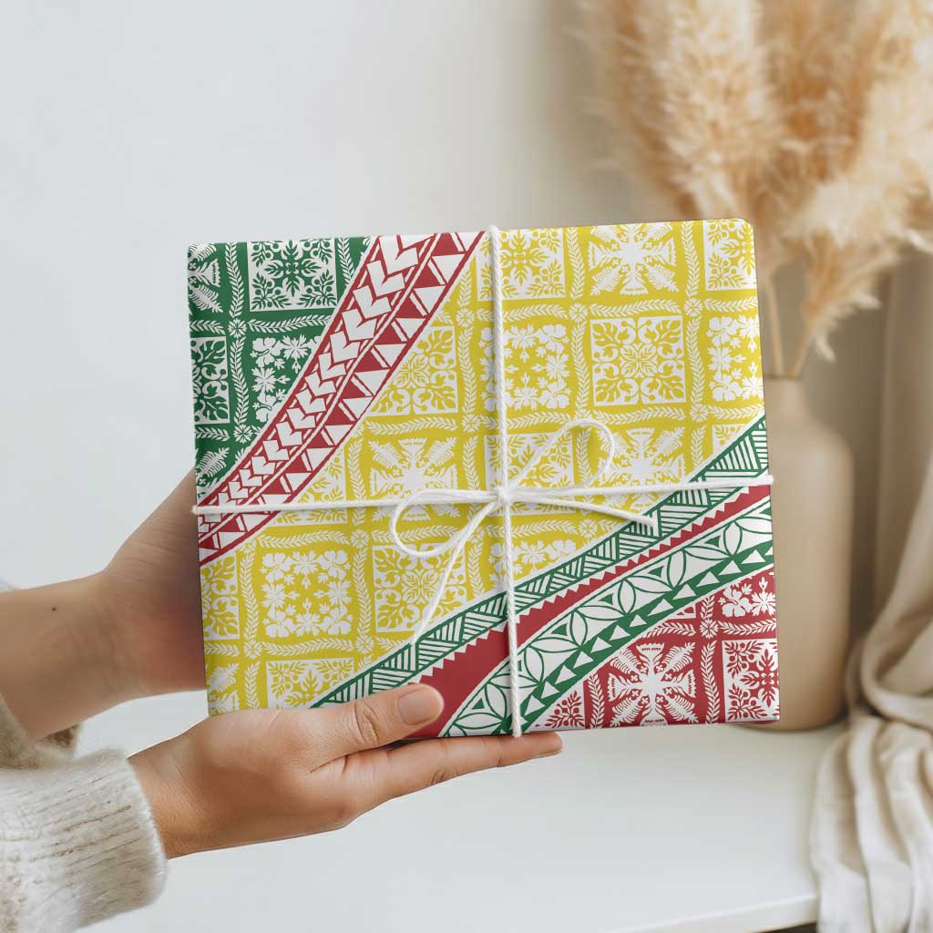 Hawaiian Quilt Pattern Wrapping Paper Special Color Mixed - Polynesian Pride