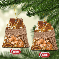 Fiji Masi Ceramic Ornament Bula Fijian Masi Tapa Vintage Style LT01 Bell Flake Brown - Polynesian Pride
