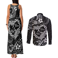 Polynesian Turtle Valentine Couples Matching Tank Maxi Dress and Long Sleeve Button Shirt You And Me Hibiscus Heart LT01 - Polynesian Pride