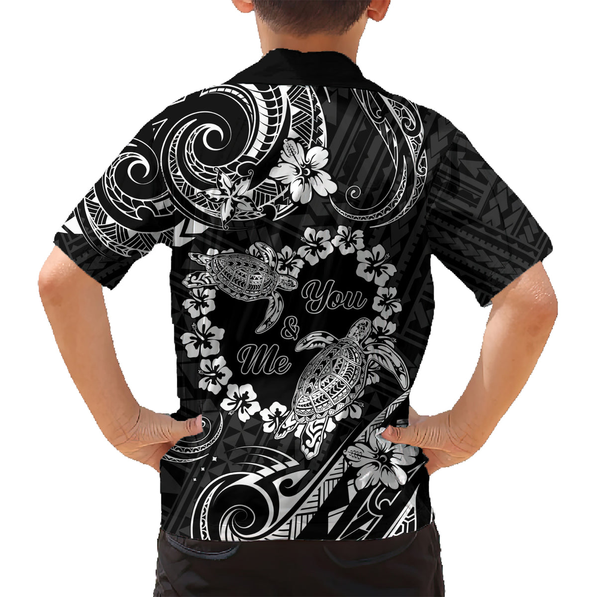 Polynesian Turtle Valentine Kid Hawaiian Shirt You And Me Hibiscus Heart LT01 - Polynesian Pride