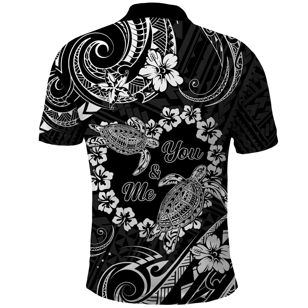 Polynesian Turtle Valentine Polo Shirt You And Me Hibiscus Heart LT01 - Polynesian Pride