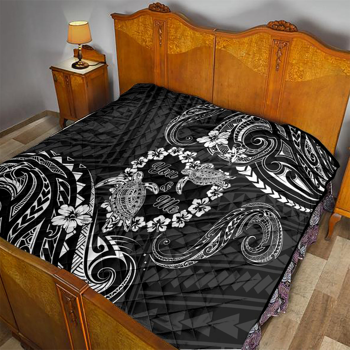 Polynesian Turtle Valentine Quilt You And Me Hibiscus Heart LT01 - Polynesian Pride