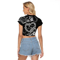 Polynesian Turtle Valentine Raglan Cropped T Shirt You And Me Hibiscus Heart LT01 - Polynesian Pride