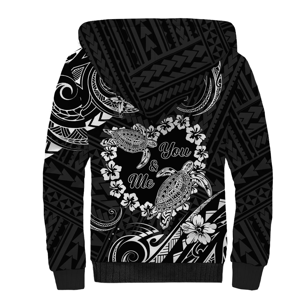 Polynesian Turtle Valentine Sherpa Hoodie You And Me Hibiscus Heart LT01 - Polynesian Pride