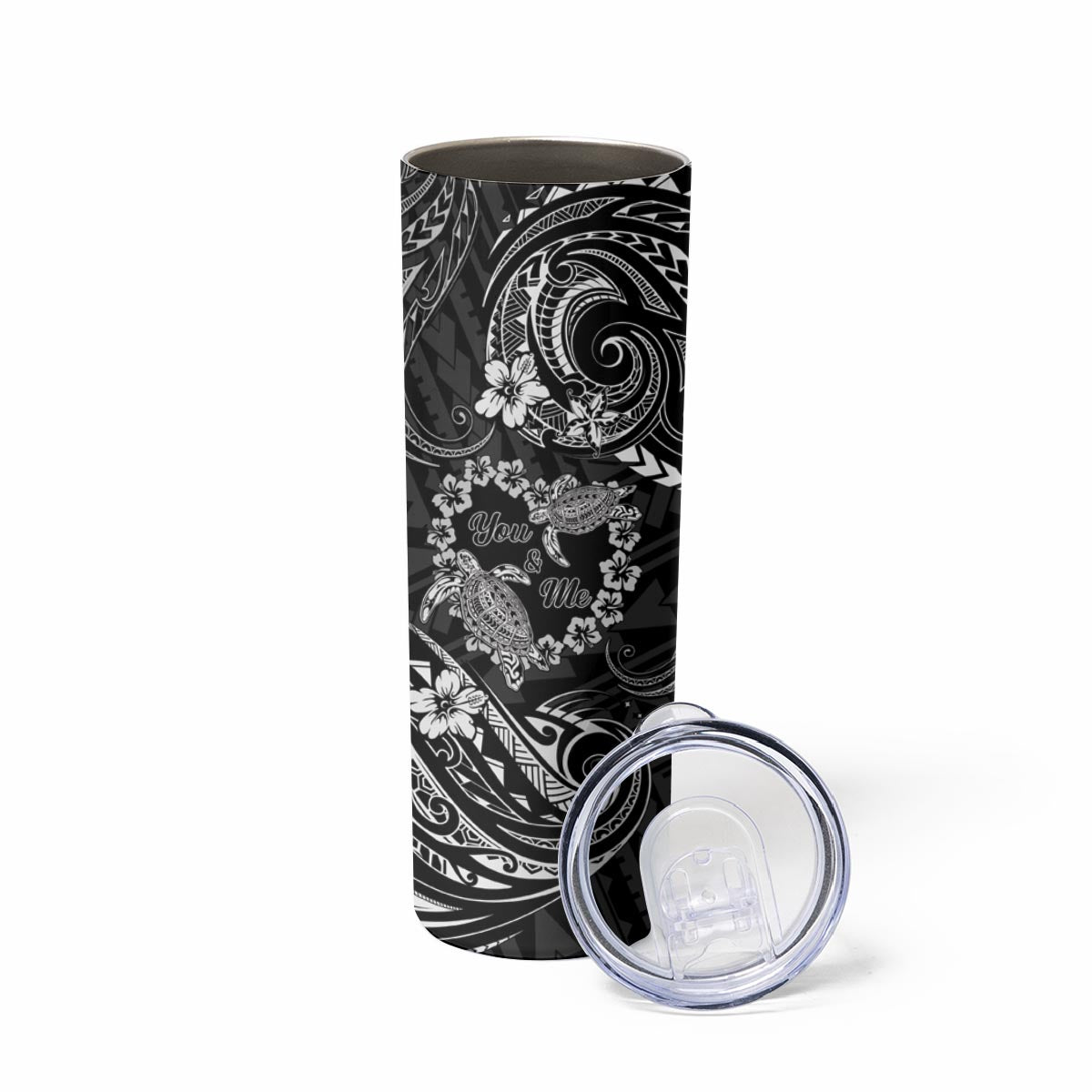 Polynesian Turtle Valentine Skinny Tumbler You And Me Hibiscus Heart