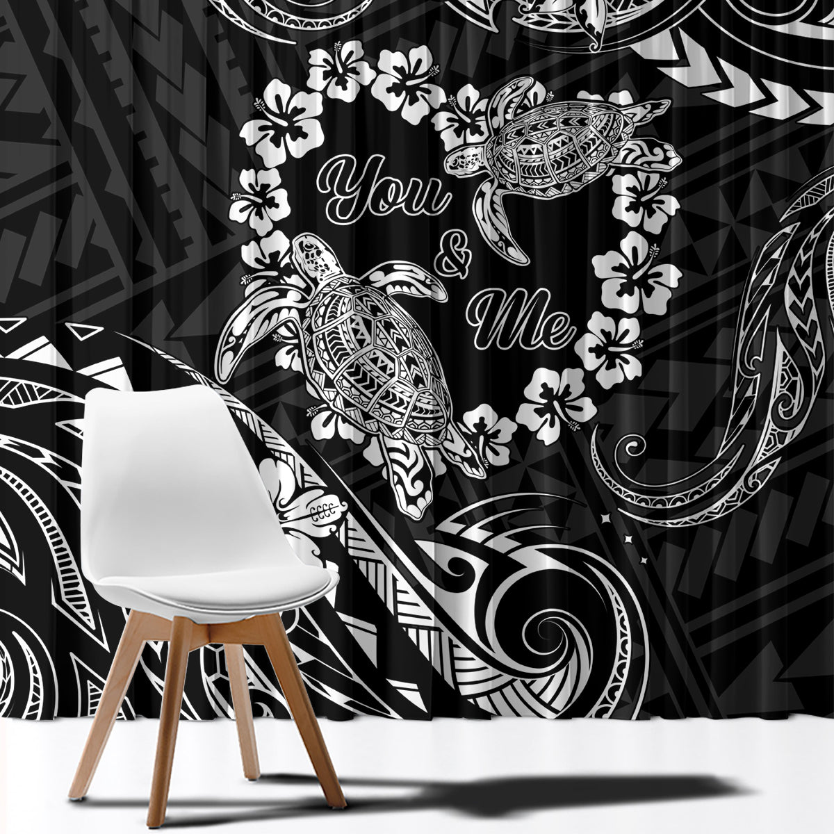 Polynesian Turtle Valentine Window Curtain You And Me Hibiscus Heart LT01 - Polynesian Pride