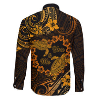 Polynesian Turtle Valentine Family Matching Summer Maxi Dress and Hawaiian Shirt You And Me Gold Hibiscus Heart LT01 - Polynesian Pride