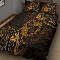 Polynesian Turtle Valentine Quilt Bed Set You And Me Gold Hibiscus Heart LT01 - Polynesian Pride