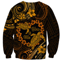 Polynesian Turtle Valentine Sweatshirt You And Me Gold Hibiscus Heart LT01 - Polynesian Pride