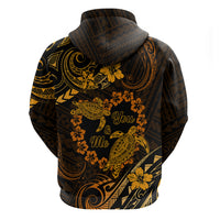 Polynesian Turtle Valentine Zip Hoodie You And Me Gold Hibiscus Heart LT01 - Polynesian Pride