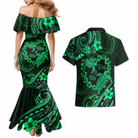 Polynesian Turtle Valentine Couples Matching Mermaid Dress and Hawaiian Shirt You And Me Green Hibiscus Heart LT01 - Polynesian Pride