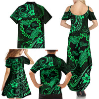 Polynesian Turtle Valentine Family Matching Summer Maxi Dress and Hawaiian Shirt You And Me Green Hibiscus Heart LT01 - Polynesian Pride