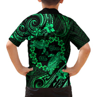Polynesian Turtle Valentine Family Matching Tank Maxi Dress and Hawaiian Shirt You And Me Green Hibiscus Heart LT01 - Polynesian Pride
