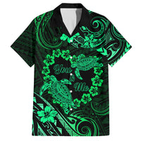 Polynesian Turtle Valentine Family Matching Tank Maxi Dress and Hawaiian Shirt You And Me Green Hibiscus Heart LT01 Dad's Shirt - Short Sleeve Green - Polynesian Pride