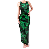 Polynesian Turtle Valentine Family Matching Tank Maxi Dress and Hawaiian Shirt You And Me Green Hibiscus Heart LT01 Mom's Dress Green - Polynesian Pride