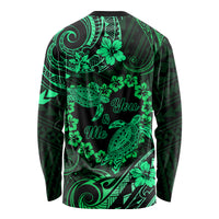 Polynesian Turtle Valentine Long Sleeve Shirt You And Me Green Hibiscus Heart LT01 - Polynesian Pride