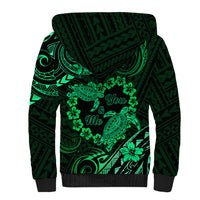 Polynesian Turtle Valentine Sherpa Hoodie You And Me Green Hibiscus Heart LT01 - Polynesian Pride