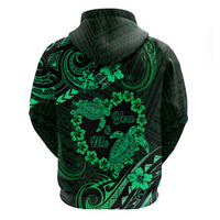Polynesian Turtle Valentine Zip Hoodie You And Me Green Hibiscus Heart LT01 - Polynesian Pride