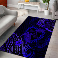 Polynesian Turtle Valentine Area Rug You And Me Navy Blue Hibiscus Heart LT01 - Polynesian Pride
