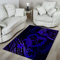 Polynesian Turtle Valentine Area Rug You And Me Navy Blue Hibiscus Heart LT01 - Polynesian Pride