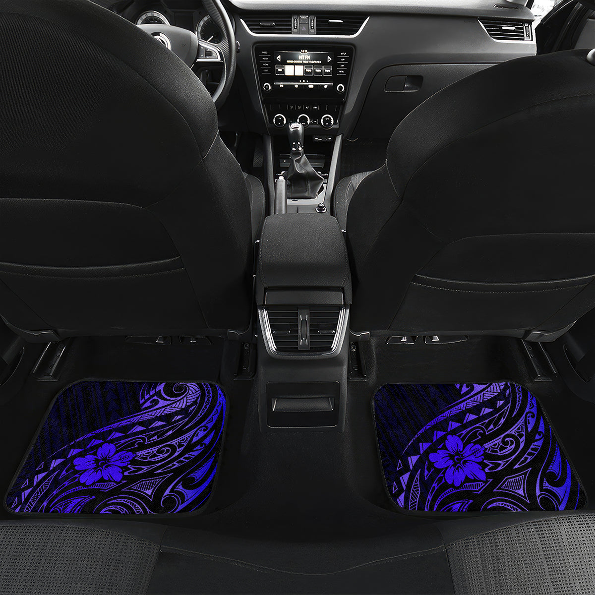 Polynesian Turtle Valentine Car Mats You And Me Navy Blue Hibiscus Heart LT01 - Polynesian Pride