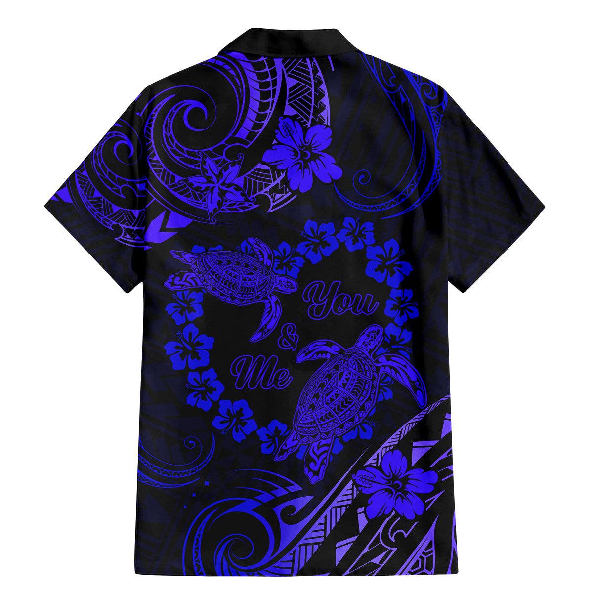 Polynesian Turtle Valentine Family Matching Mermaid Dress and Hawaiian Shirt You And Me Navy Blue Hibiscus Heart LT01 - Polynesian Pride