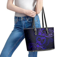 Polynesian Turtle Valentine Leather Tote Bag You And Me Navy Blue Hibiscus Heart LT01 - Polynesian Pride