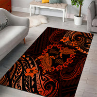 Polynesian Turtle Valentine Area Rug You And Me Orange Hibiscus Heart LT01 - Polynesian Pride