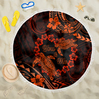 Polynesian Turtle Valentine Beach Blanket You And Me Orange Hibiscus Heart LT01 One Size 150cm Orange - Polynesian Pride