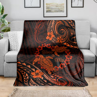Polynesian Turtle Valentine Blanket You And Me Orange Hibiscus Heart LT01 - Polynesian Pride