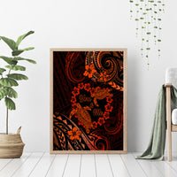 Polynesian Turtle Valentine Canvas Wall Art You And Me Orange Hibiscus Heart LT01 - Polynesian Pride