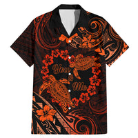 Polynesian Turtle Valentine Family Matching Mermaid Dress and Hawaiian Shirt You And Me Orange Hibiscus Heart LT01 Dad's Shirt - Short Sleeve Orange - Polynesian Pride