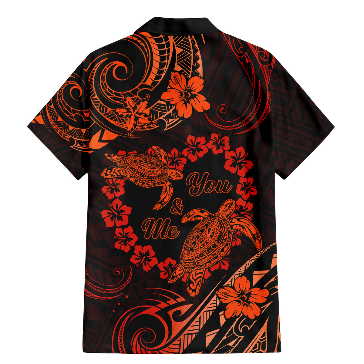 Polynesian Turtle Valentine Family Matching Mermaid Dress and Hawaiian Shirt You And Me Orange Hibiscus Heart LT01 - Polynesian Pride