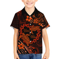 Polynesian Turtle Valentine Family Matching Puletasi and Hawaiian Shirt You And Me Orange Hibiscus Heart LT01 Son's Shirt Orange - Polynesian Pride