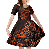 Polynesian Turtle Valentine Family Matching Tank Maxi Dress and Hawaiian Shirt You And Me Orange Hibiscus Heart LT01 Daughter's Dress Orange - Polynesian Pride