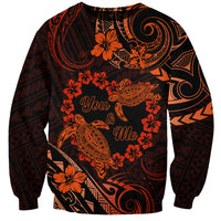 Polynesian Turtle Valentine Sweatshirt You And Me Orange Hibiscus Heart LT01 Unisex Orange - Polynesian Pride