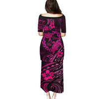 Polynesian Turtle Valentine Family Matching Puletasi and Hawaiian Shirt You And Me Pink Hibiscus Heart LT01 - Polynesian Pride