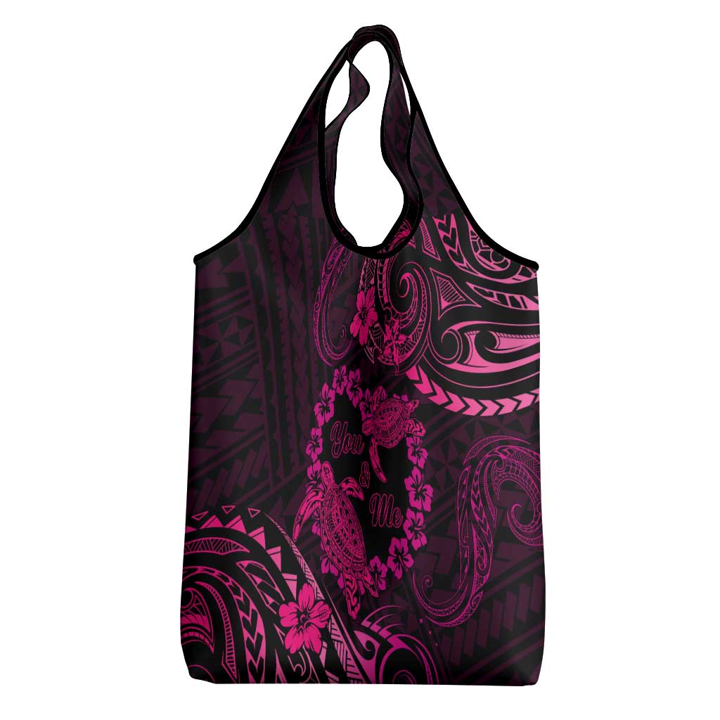 Polynesian Turtle Valentine Grocery Bag You And Me Pink Hibiscus Heart