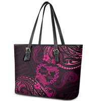 Polynesian Turtle Valentine Leather Tote Bag You And Me Pink Hibiscus Heart LT01 - Polynesian Pride