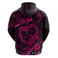 Polynesian Turtle Valentine Zip Hoodie You And Me Pink Hibiscus Heart LT01 - Polynesian Pride