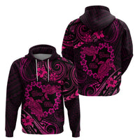 Polynesian Turtle Valentine Zip Hoodie You And Me Pink Hibiscus Heart LT01 - Polynesian Pride