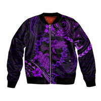 Polynesian Turtle Valentine Bomber Jacket You And Me Purple Hibiscus Heart LT01 Unisex Purple - Polynesian Pride