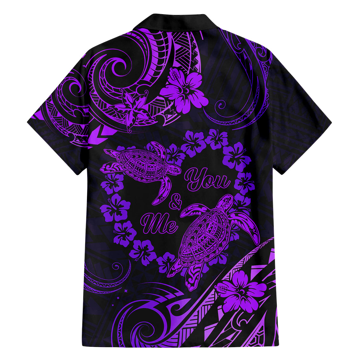 Polynesian Turtle Valentine Family Matching Long Sleeve Bodycon Dress and Hawaiian Shirt You And Me Purple Hibiscus Heart LT01 - Polynesian Pride
