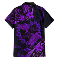 Polynesian Turtle Valentine Family Matching Short Sleeve Bodycon Dress and Hawaiian Shirt You And Me Purple Hibiscus Heart LT01 - Polynesian Pride